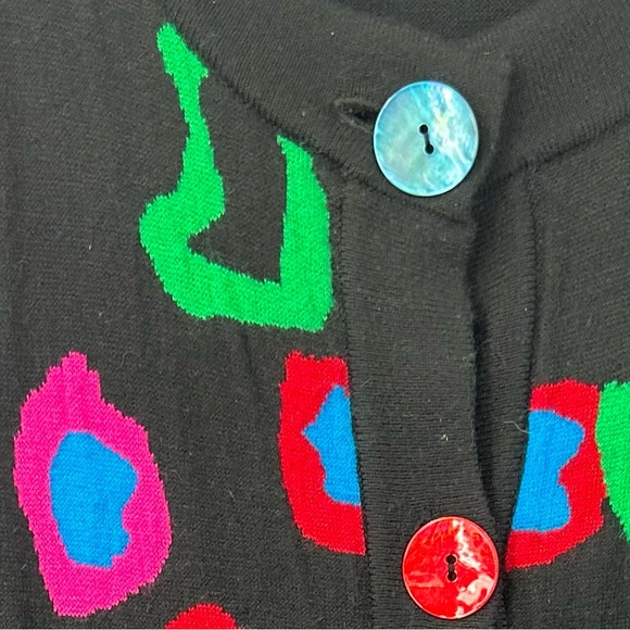 Alison Sheri Cardigan Sweater Colorful Buttons Womens Large Long | O1982 - Picture 2 of 7